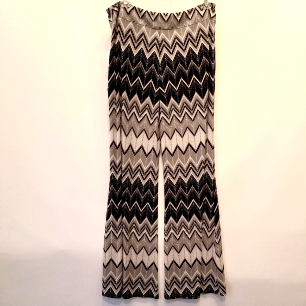 Joseph Ribkoff New Zig Zag Palazzo Pants Flowy Wide Leg Black Grey Taupe Plus 18
